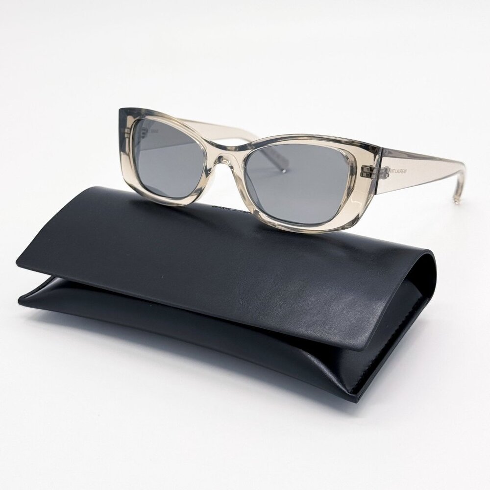 NEW SAINT LAURENT SUNGLASSES SL593 003 BEIGE CAT EYE WOMEN EYEWEAR SL 593 003